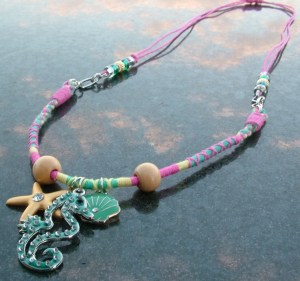 beachy necklace, beach necklace, summer necklace, handmade necklace, Threads of Hope, adjustable necklace, Trinity Jewelry by Design