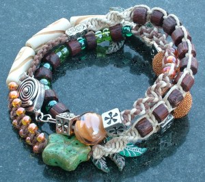 macrame bracelets, wrap bracelet, handmade bracelet, hemp, macrame, triple wrap bracelet, Trinity Jewelry by Design