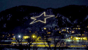 Palmer Lake Star, Palmer Lake, Colorado, Christmas star, December star, mountain, star on the side of a mountain, star at night