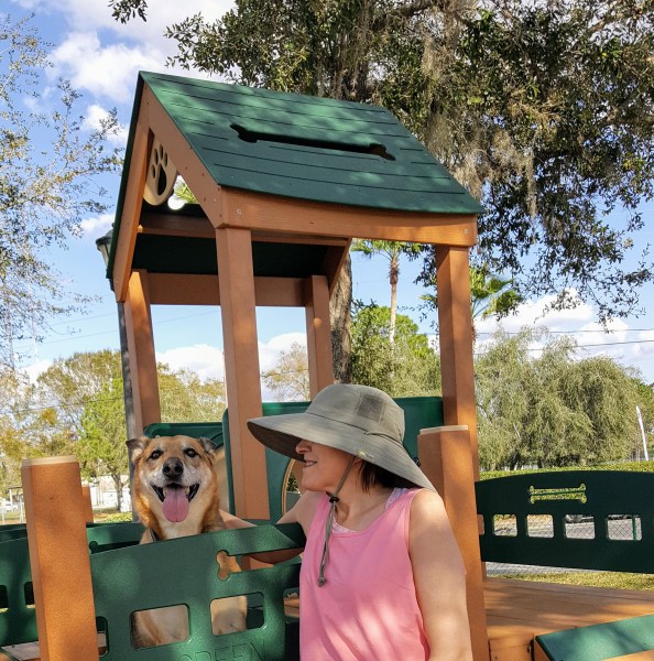pup, dog, German Shepherd, Lazydays, campground, pet, woman with dog, Elle, dog park